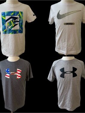 Under Armour Boys' Short Sleeve Graphic Tees - White & Gray sz6/7